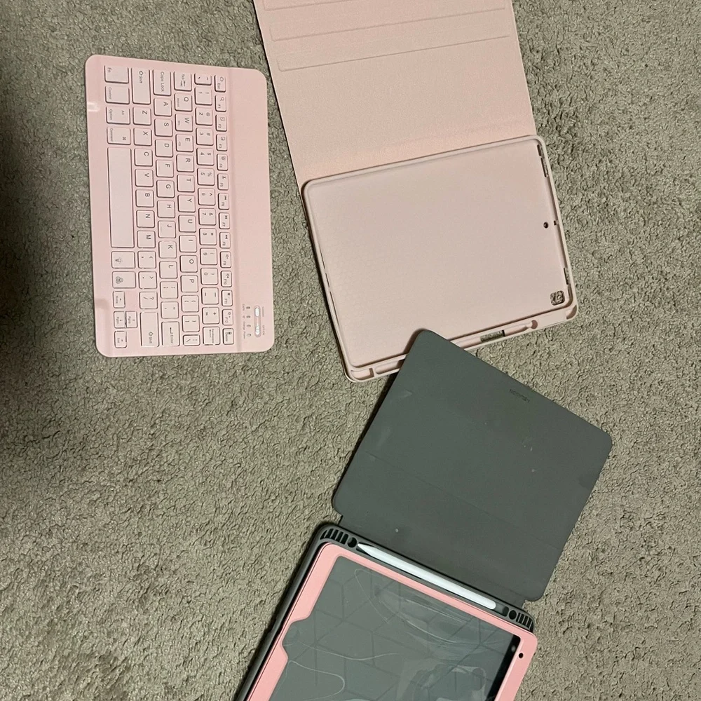 Pink Tablet Case and Keyboard Set